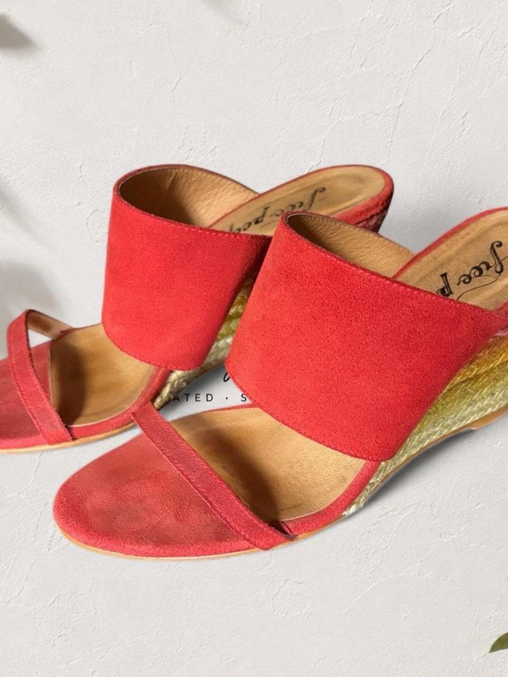 Free People Red Suede Espadrille Wedge Sandals